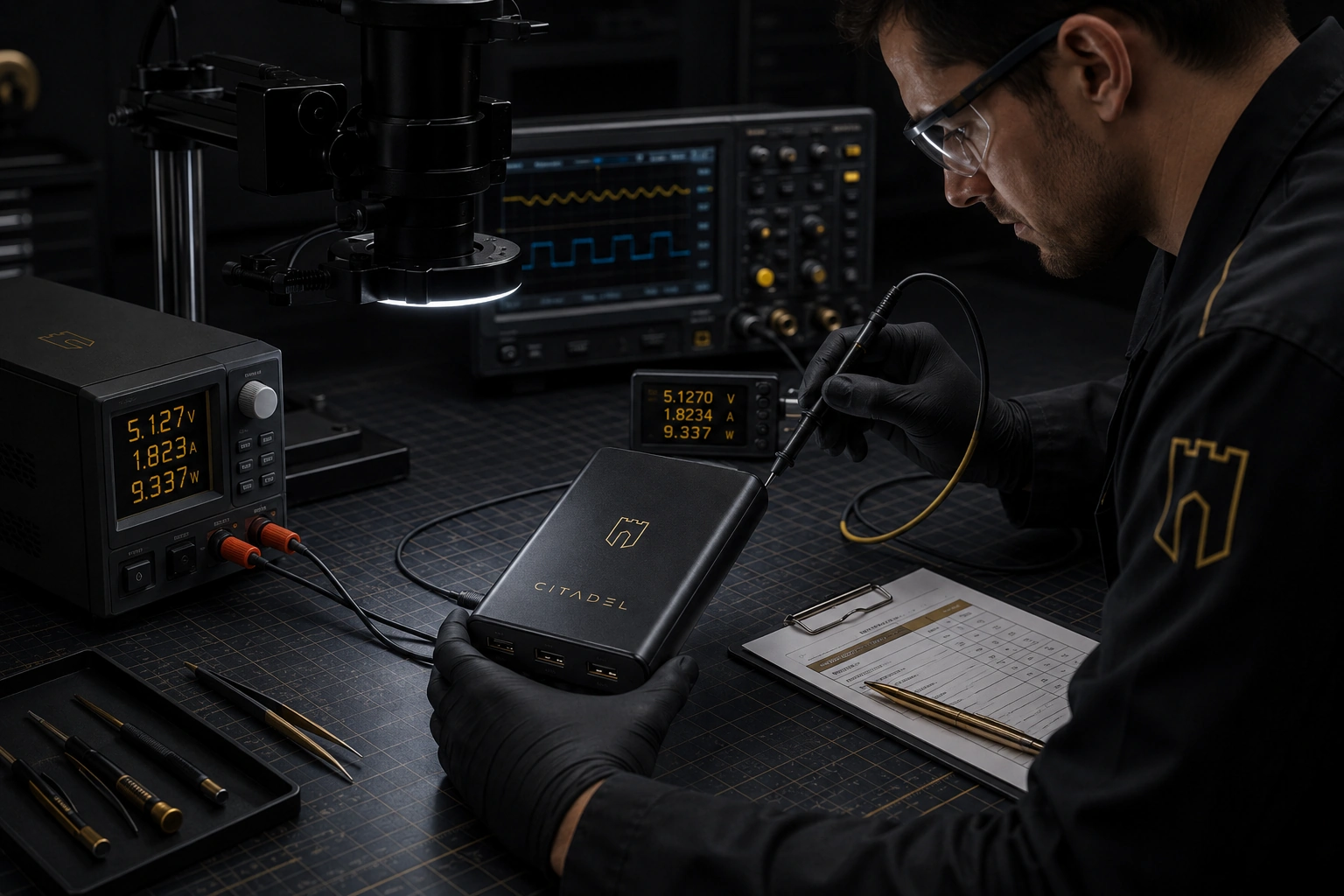 CITADEL technician performing electronics quality testing