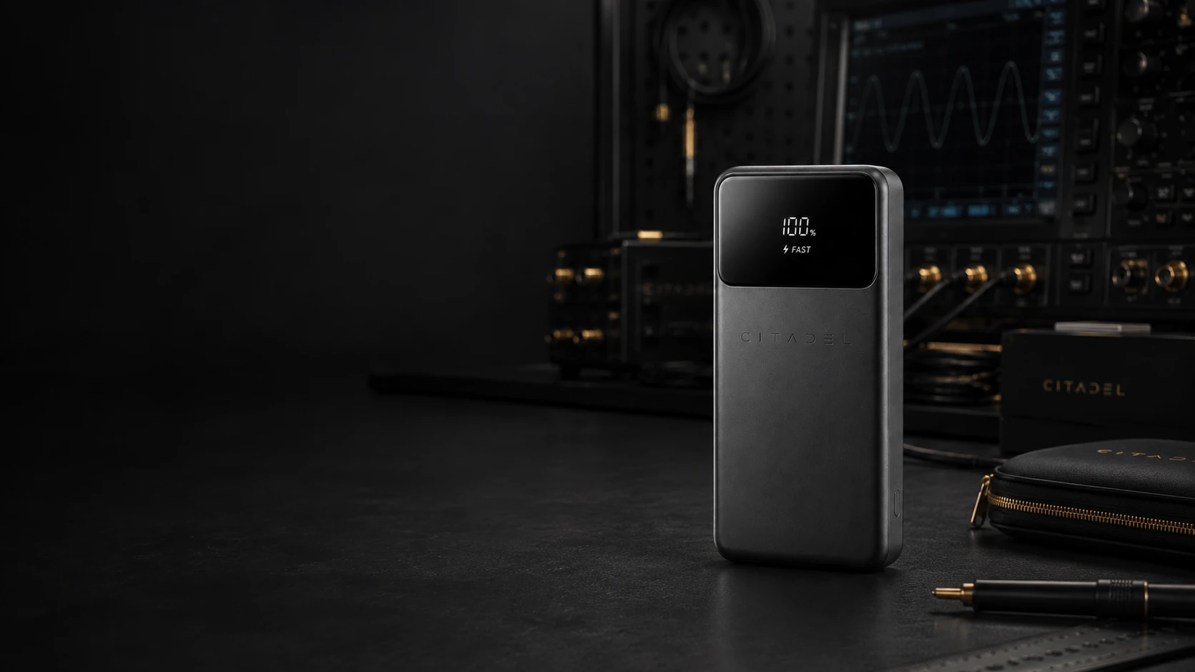 CITADEL power bank in a professional electronics support and testing environment